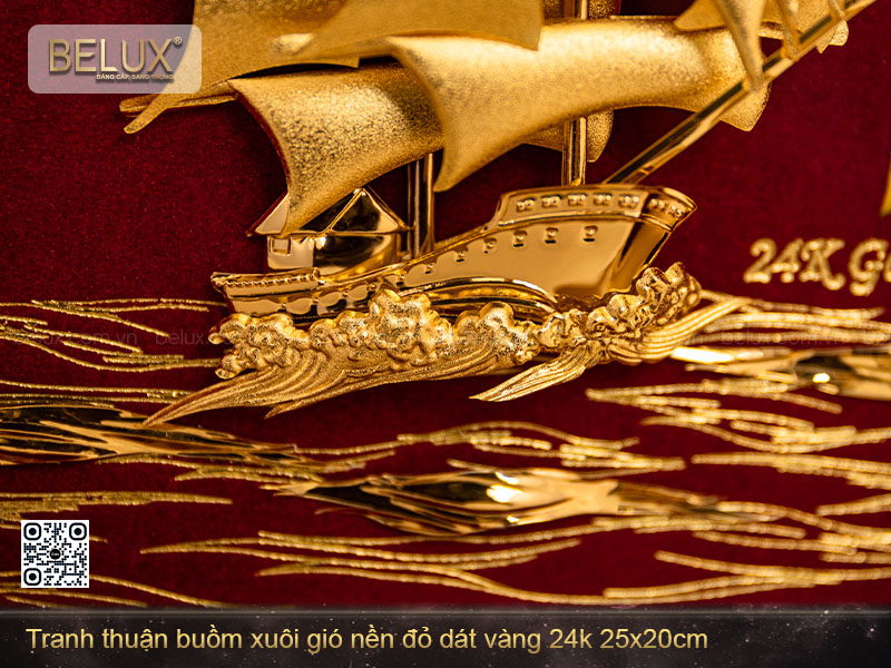 Tranh thuận buồm xuôi gió dát vàng 24k 25x20cm
